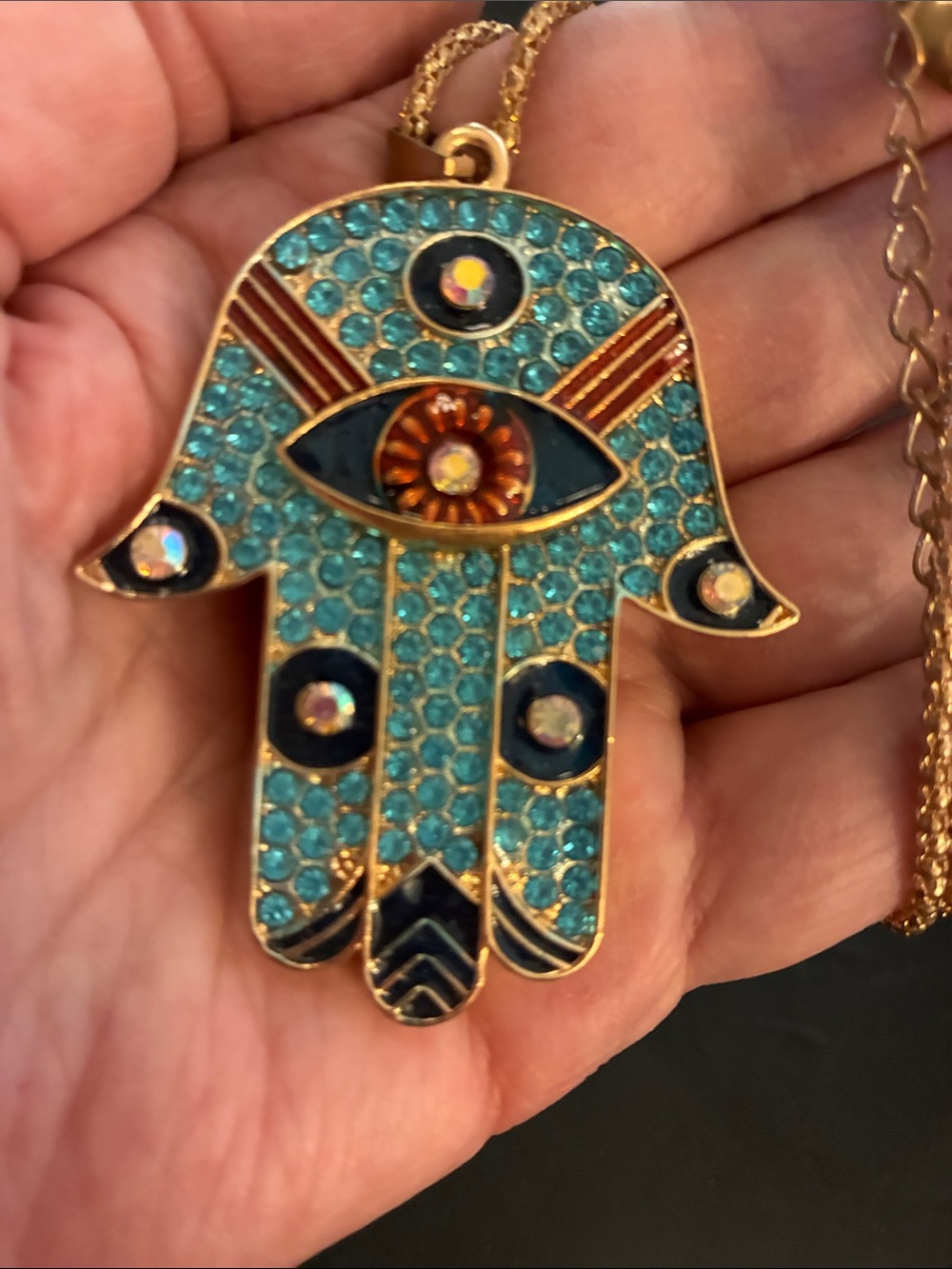 Turquoise Hamsa Hand Pendant Necklace - Unbranded  NWOT